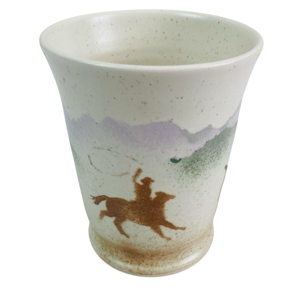Dano Studio Pottery Cattle Roundup Western Theme Cup 8oz